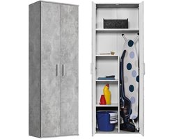 mokebo Opbergkasten Bezemkast 'Der Lange' (60 x 180 cm) multifunctionele Huishoudkast in grijs betonlook hout