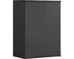 mokebo Opbergkasten Bureaukast 'Der Kurze' (60 x 81 cm) multifunctionele Archiefkast in antraciet zwart hout