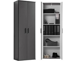 mokebo Opbergkasten Bureaukast 'Der Lange' (60 x 180 cm) multifunctionele Archiefkast in antraciet zwart hout