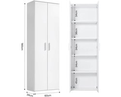 mokebo Opbergkasten Bureaukast 'Der Lange' (60 x 180 cm) multifunctionele Archiefkast in wit hout