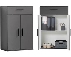 mokebo Opbergkasten Bureaukast 'Der Lange' (60 x 180 cm) multifunctionele Archiefkast met een lade in antraciet zwart hout