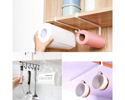 Mokhouder onder kast bekerhouder rek hanger plank haak kast kast opknoping organizer rek hanger voor kichen servetten papieren handdoek rolhouder 3 stuks zwart wit