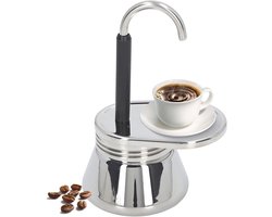 Mokkakan, 6,1 x 8,7 inch, met enkele uitloop, roestvrij staal, espressokoker, mini-fornuis, espressomachine, Italiaans type, espressokopjes, koffiezetapparaat