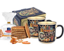 Mokken - Set van 2 - 350 ml - mét Daelmans Stroopwafels - Holland - Holland souvenir - Hollandse cadeautjes