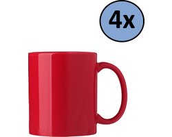 Mokken Set van 4 - Koffiemok - Beker - 4x Bekers Rood - Keramiek - 300 ml - 4 Rode Mokken