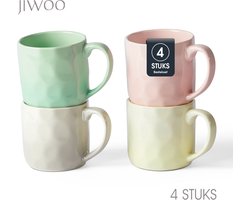 Mokken set van 4, Ø8,5cm / 360ml, Koffiemok, Theemok, Keramiek handgemaakt, Geschikt voor familiefeesten, feest, banketten, restaurants, horeca en picknicks, Magnetron-vaatwasserbestendig