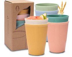 Mokkenset - Herbruikbare warme en koude drinkbekers - Milieuvriendelijke en gezonde koffiebekers - Geschikt voor kinderen en volwassenen - Thee- en melkbekers met rietje - 6 stapelbare reisbekers in verschillende kleuren
