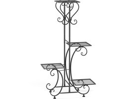 MokoHub plantenstandaard - Plantenrek - Plantentafel - Bloemenstandaard - 4-laags - Binnen & Buiten - 52.5x24.5x93.5cm - Zwart