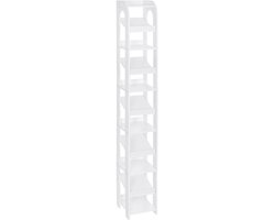 MokoHub Schoenenrek 11 Lagen - Smal Verticaal Schoenenrek - Houten Schoenenorganizer voor Kast en Entree - 29x25x186 cm - Wit