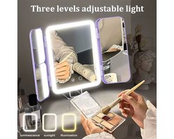 Molain Slimme Spiegel - Met LED verlichting - 1x, 3x & 7x vergroot spiegel - Draaibaar - Staand, draagbaar & ophangoptie - Paars