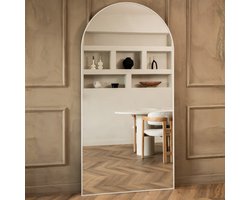 Mølin Mirrors - 200x100 - Wit - Boogspiegel - Grote Staande Spiegel - Geschikt voor slaapkamer en woonkamer