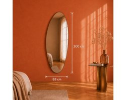 Mølin Mirrors - 200x83 - Grote Wandspiegel - Organische spiegel - Asymmetrische spiegel - Full Body Spiegel - Geschikt voor de woonkamer, slaapkamer en hal