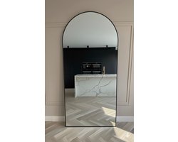 Mølin Mirrors - Spiegel 180x80 met Boog – Zwart Frame – Grote Passpiegel – Staande Spiegel – Wandspiegel – Design Boogspiegel