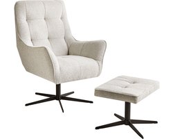 MOLLE - Fauteuil met voetenbank - Lichtbeige - Polyester