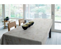 Molton Tafellaken - Tafelkleed - Tafelzeil - Duurzaam - Hoogwaardig - Dikkere onderlaag - Soepel - Aangenaam Gevoel - Opgerold Op Dunne Rol - Bladeren Beige - Geen Plooien - 140cm x 350cm