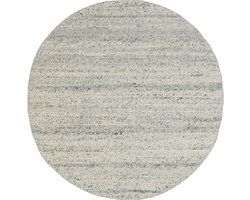 MOMO Rugs Sten Grey Rond Vloerkleed - 200 rond - Rond - Laagpolig,Rond,Structuur Tapijt - Industrieel - Grijs, Wit, Zwart