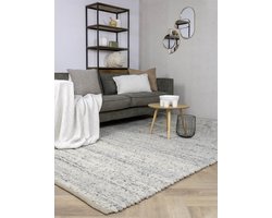 MOMO Rugs Sten Grey Vloerkleed - 140x200  - Rechthoek - Laagpolig,Structuur Tapijt - Industrieel - Grijs, Wit, Zwart