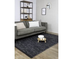 MOMO Rugs Teppe Black Vloerkleed - 200x300 cm - Rechthoekig - Laagpolig, Structuur Tapijt - Industrieel, Modern, Scandinavisch - Wit, Zwart, Zwart_wit