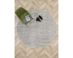 MOMO Rugs Teppe Black White Rond Vloerkleed - 200 cm rond - Rond - Laagpolig, Structuur Tapijt - Industrieel, Landelijk, Scandinavisch - Wit, Zwart