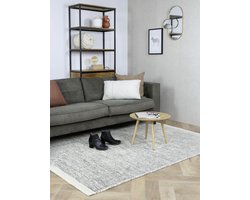 MOMO Rugs Teppe  Black White Vloerkleed - 160x230 cm - Rechthoekig - Laagpolig, Structuur Tapijt - Industrieel, Landelijk, Scandinavisch - Zwart_wit