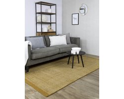 MOMO Rugs Teppe Gold Vloerkleed - 200x300 cm - Rechthoekig - Laagpolig, Structuur Tapijt - Industrieel, Modern, Scandinavisch - Geel, Wit, Zwart