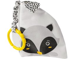 Mom's Care baby speelgoed Raccoon Pedro sensorisch boekje zwart-wit.