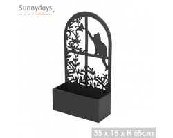 "MON JARDIN" Metalen plantenbak met paneel en wandbevestiging 35 x 15 x H65 cm