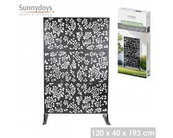 "MON JARDIN" Zwart metalen scheidingspaneel – 120 x 40 x H193 cm