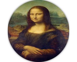 Mona Lisa - Leonardo da Vinci wandschaal - Vrouw schilderij rond - Muurcirkels Portret - Woonkamer decoratie industrieel - Wandpaneel - Woonaccessoires muurcirkel forex 40x40 cm
