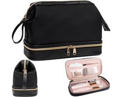 MONA WO-1017 - Make-up organizer - Zwart met Gouden Ritsen - Waterdichte Stof