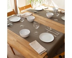 Monaco Tafelloper Taupe - lederlook - Taupe - Loper - kunstleder - 140x45cm - 1 stuk
