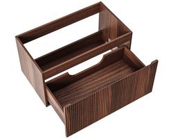 Monazo Japandi badkamermeubel 60 cm Walnoot met 1 kraangat en zwarte wastafel