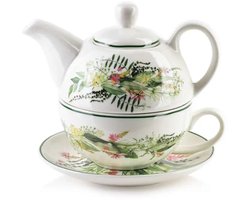 Mondex - IDYLLIC Theepot met kopje - Porselein- TEA FOR ONE - 0.4L