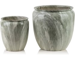 mondex neva marmer bloempot – set van 2 – grijs
