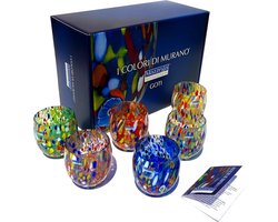 Mondgeblazen Glas - Waterglazen Set - Dranken Serveren - Unieke Murano Stijl - 320 ml - Multicolor