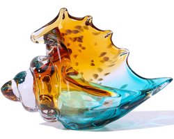 Mondgeblazen Schelp Sculptuur - Van Groen Zeeglas - Voor Kustdecoratie, Huisdecoratie en Keukendecoratie