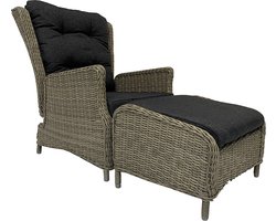 Mondial Living® Loungechair Bombay Forest Grey met voetstoel