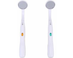 Mondspiegel met LED-licht - Mondspiegel - Mondspiegel met anti-condenscoating - Spiegel voor mond- en tandheelkundig onderzoek - Mondhygiënespiegel - Blauw en oranje - 2-pack