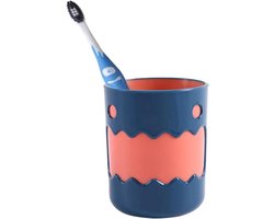 Mondspoelbeker - Tandenborstelhouder - Badkamer Organisatie - Milieuvriendelijk PP Materiaal - 450 ml - Blauw-Oranje