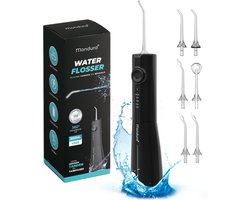 Mondura® Waterflosser Draadloos - Monddouche - Elektrische Water Flosser - Flosapparaat – 6 opzetstukken - 300 ml – 5 standen - Zwart
