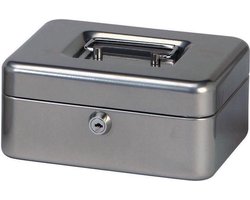 Money Box metal - Metalen Geldkist Met Slot - Geldkluis Met Muntbak - Geld Kluis Kist - Zilver-16x20x9