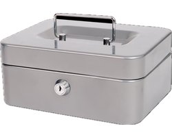 Money Box metal - Metalen Geldkist Met Slot - Geldkluis Met Muntbak - Geld Kluis Kist - Zilver