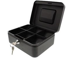 Money Box metal - Metalen Geldkist Met Slot - Geldkluis Met Muntbak - Geld Kluis Kist - Zwart