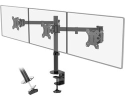 Monitor bureau standaard - Drie schermen houder - Werkplek organiseren - In hoogte verstelbaar - 3x 13-27 inch - Zwart