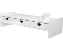 Monitor Verhoger - Bureau Organizer - Bureau Opruimen - Met Lade - 49 cm - Wit