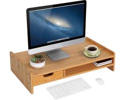 Monitor Verhoger - Monitor standaard - Monitorstandaard - Met lade - Bamboe