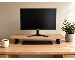 Monitorstandaard 80x20 cm - Eiken - Met Opbergruimte