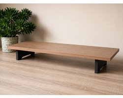 Monitorstandaard 80x30 cm - Walnoot - Met Opbergruimte
