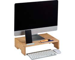 monitorstandaard - bamboe - 3 vakken - 10,5 x 41 x 28 cm - beeldscherm verhoger