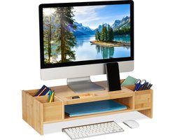 monitorstandaard - met opbergruimte - 15,5 x 62,5 x 28 cm - bamboe - beeldscherm verhoger